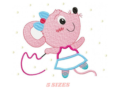 Mouse embroidery design - Rat embroidery designs machine embroidery pattern - animal embroidery file - girl embroidery mouse design download
