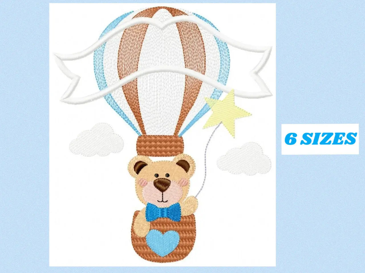 Bear embroidery designs - Hot air balloon embroidery design machine embroidery pattern - Nursery embroidery - bear filled stitch newborn Marcia Embroidery