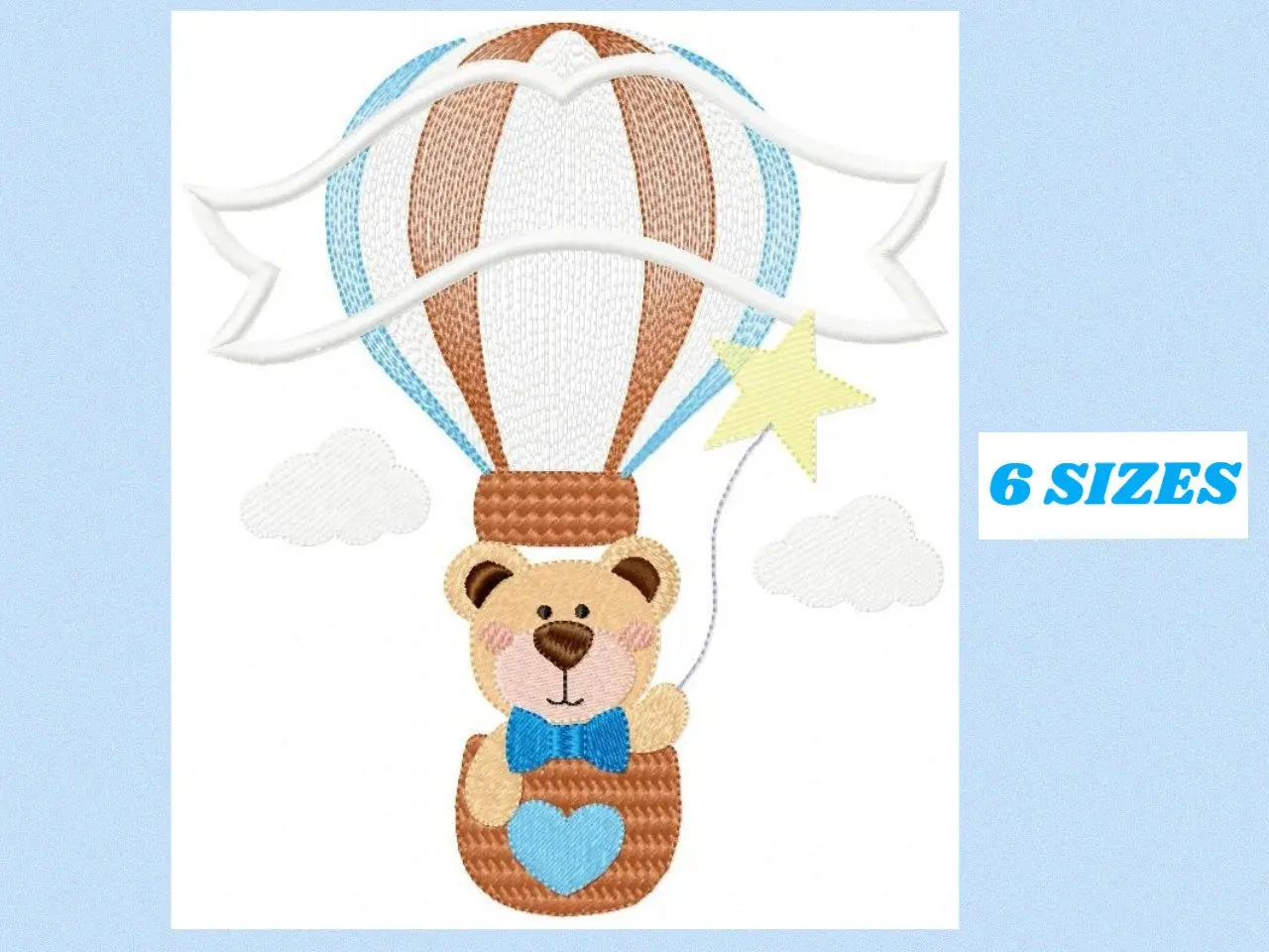 Bear embroidery designs - Hot air balloon embroidery design machine embroidery pattern - Nursery embroidery - bear filled stitch newborn Marcia Embroidery