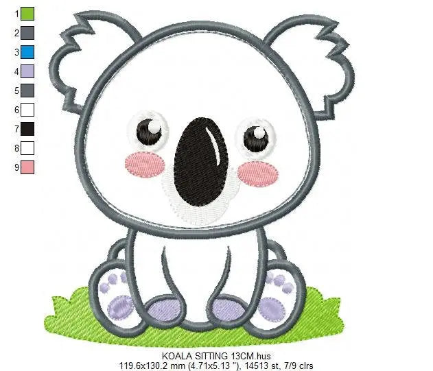 Koala embroidery design - Baby boy embroidery designs machine embroidery pattern - koala applique design - baby newborn layette kids pes Marcia Embroidery
