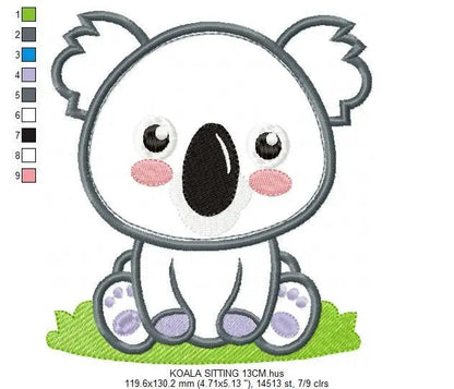Koala embroidery design - Baby boy embroidery designs machine embroidery pattern - koala applique design - baby newborn layette kids pes Marcia Embroidery