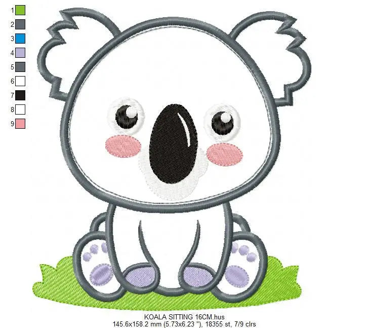 Koala embroidery design - Baby boy embroidery designs machine embroidery pattern - koala applique design - baby newborn layette kids pes Marcia Embroidery