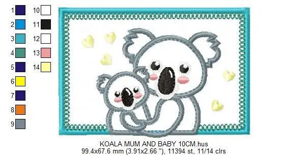 Koala bear embroidery design - Koala embroidery designs machine embroidery pattern - koala family embroidery file wildlife  instant download Marcia Embroidery
