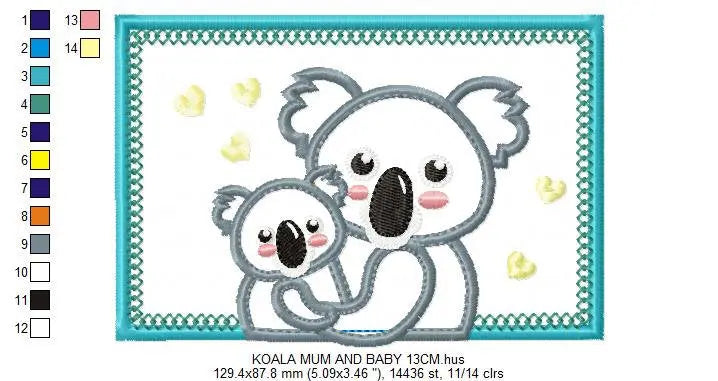 Koala bear embroidery design - Koala embroidery designs machine embroidery pattern - koala family embroidery file wildlife  instant download Marcia Embroidery