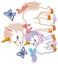 Laden Sie das Bild in den Galerie-Viewer, Unicorn embroidery designs - Baby Girl embroidery design machine embroidery pattern - Unicorns design - fantasy embroidery digital file
