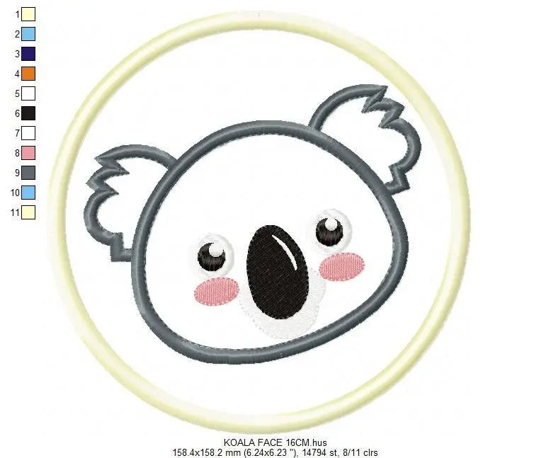 Koala Bear embroidery design - Koalas embroidery designs machine embroidery pattern - Koala applique tag embroidery file - instant download Marcia Embroidery