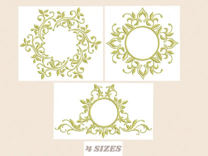 Frame embroidery designs - Monogram embroidery design machine embroidery pattern - Wreath embroidery - girl embroidery tea towel embroidery Marcia Embroidery
