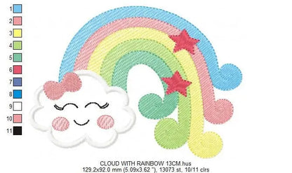 Cloud embroidery design - rainbow embroidery design machine embroidery pattern - baby embroidery file - kid embroidery rainbow fill stitch Marcia Embroidery