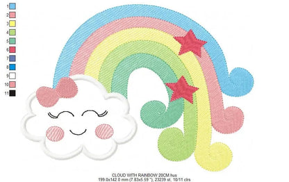 Cloud embroidery design - rainbow embroidery design machine embroidery pattern - baby embroidery file - kid embroidery rainbow fill stitch Marcia Embroidery