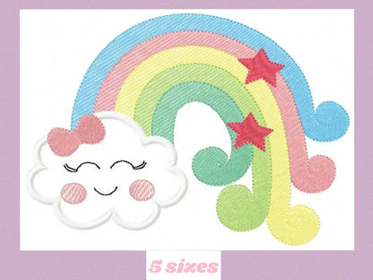 Cloud embroidery design - rainbow embroidery design machine embroidery pattern - baby embroidery file - kid embroidery rainbow fill stitch Marcia Embroidery