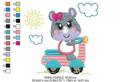 Rhino embroidery designs - Motorcycle embroidery design machine embroidery pattern - baby boy embroidery file - girl embroidery fill stitch Marcia Embroidery