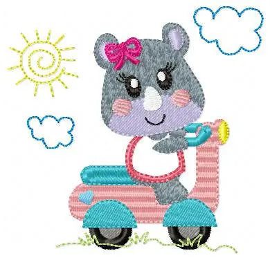 Rhino embroidery designs - Motorcycle embroidery design machine embroidery pattern - baby boy embroidery file - girl embroidery fill stitch Marcia Embroidery