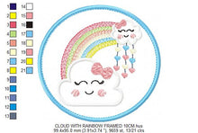 Load image into Gallery viewer, Cloud embroidery design - Rainbow embroidery designs machine embroidery pattern - Baby girl embroidery file - cloud with rainbow applique
