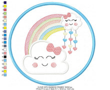 Charger l&#39;image dans la galerie, Cloud embroidery design - Rainbow embroidery designs machine embroidery pattern - Baby girl embroidery file - cloud with rainbow applique
