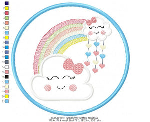 Cloud embroidery design - Rainbow embroidery designs machine embroidery pattern - Baby girl embroidery file - cloud with rainbow applique