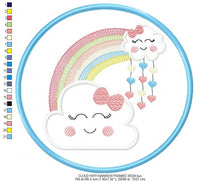 Cargar imagen en el visor de la galería, Cloud embroidery design - Rainbow embroidery designs machine embroidery pattern - Baby girl embroidery file - cloud with rainbow applique
