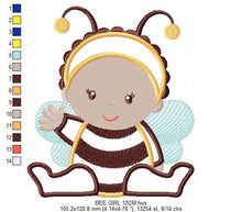 Load image into Gallery viewer, Bee embroidery design - Baby Girl embroidery designs machine embroidery pattern - Children embroidery file - bee aplique design Halloween
