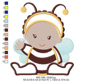 Bee embroidery design - Baby Girl embroidery designs machine embroidery pattern - Children embroidery file - bee aplique design Halloween