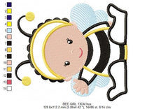 Load image into Gallery viewer, Bee embroidery design - Baby Girl embroidery designs machine embroidery pattern - Children embroidery file - bee aplique design Halloween
