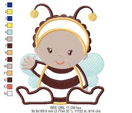 Bee embroidery design - Baby Girl embroidery designs machine embroidery pattern - Children embroidery file - bee aplique design Halloween Marcia Embroidery