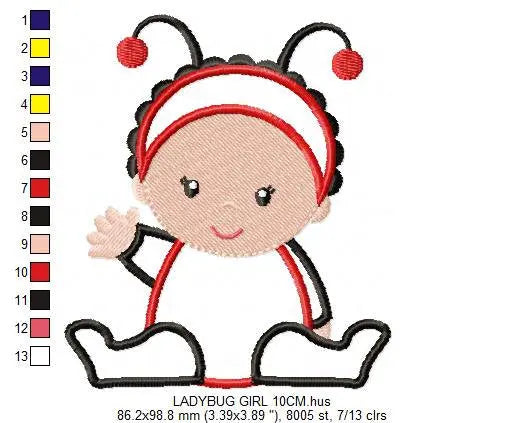Ladybug embroidery designs - Baby girl embroidery design machine embroidery pattern - Toddler embroidery file - Ladybug applique design Marcia Embroidery
