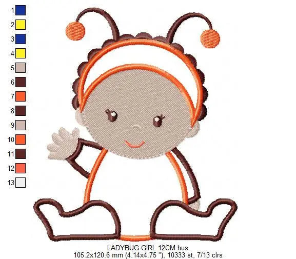 Ladybug embroidery designs - Baby girl embroidery design machine embroidery pattern - Toddler embroidery file - Ladybug applique design Marcia Embroidery