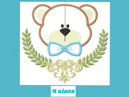 Bear embroidery designs - Teddy embroidery design machine embroidery pattern - Laurel embroidery file - bear with laurel applique design Marcia Embroidery