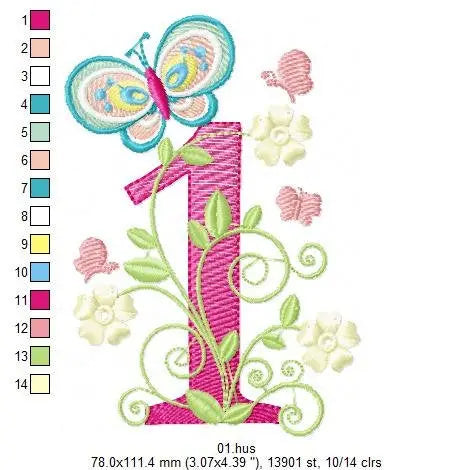 Numbers embroidery designs - Birthday Embroidery design Machine embroidery file - Embroidery numbers rippled - kid embroidery numbers design Marcia Embroidery