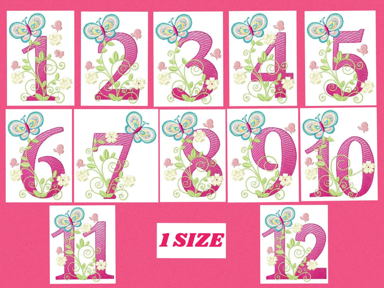Numbers embroidery designs - Birthday Embroidery design Machine embroidery file - Embroidery numbers rippled - kid embroidery numbers design Marcia Embroidery