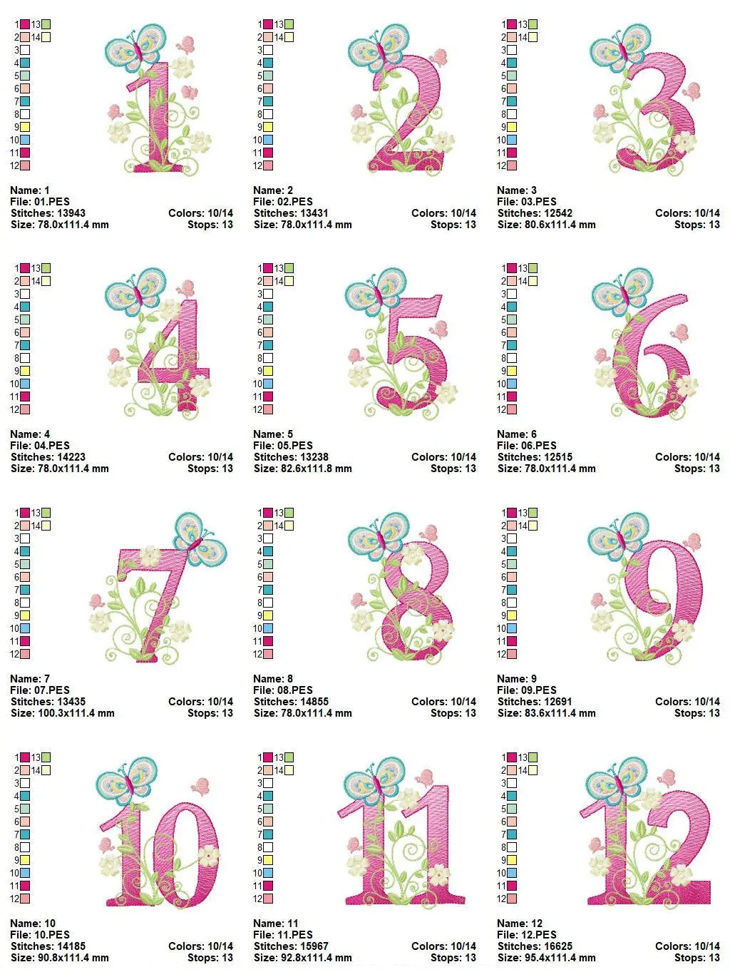 Numbers embroidery designs - Birthday Embroidery design Machine embroidery file - Embroidery numbers rippled - kid embroidery numbers design Marcia Embroidery