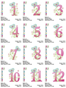 Numbers embroidery designs - Birthday Embroidery design Machine embroidery file - Embroidery numbers rippled - kid embroidery numbers design