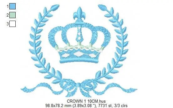 Crown embroidery designs - Laurel Wreath with Crown embroidery design machine embroidery pattern - baby boy embroidery file crown design Marcia Embroidery