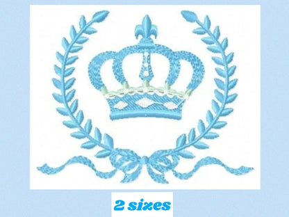 Crown embroidery designs - Laurel Wreath with Crown embroidery design machine embroidery pattern - baby boy embroidery file crown design Marcia Embroidery