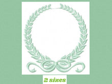 Laden Sie das Bild in den Galerie-Viewer, Laurel embroidery designs - Monogram frame embroidery design machine embroidery pattern - tea towel embroidery laurel wreath design pes jef
