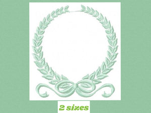 Laurel embroidery designs - Monogram frame embroidery design machine embroidery pattern - tea towel embroidery laurel wreath design pes jef