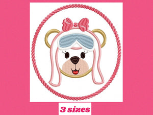 Pilot Bear embroidery designs - Frame embroidery design machine embroidery pattern - Female pilot bear embroidery file  baby girl embroidery