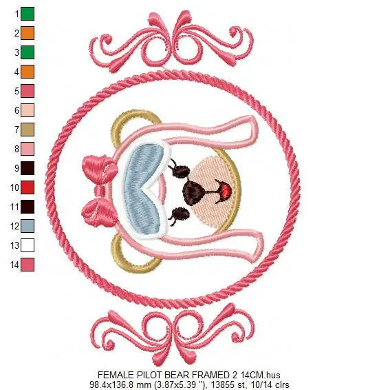 Pilot Bear embroidery designs - Girl Pilot embroidery design machine embroidery pattern - Teddy bear applique design - baby girl embroidery Marcia Embroidery