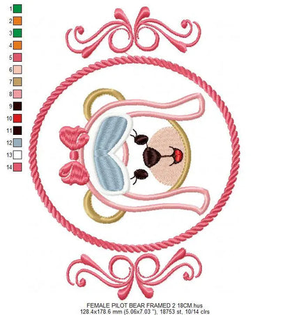 Pilot Bear embroidery designs - Girl Pilot embroidery design machine embroidery pattern - Teddy bear applique design - baby girl embroidery Marcia Embroidery