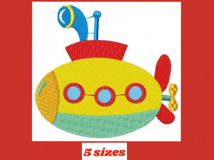 Submarine embroidery design - Submersible Boat machine embroidery pattern - Baby boy nautical file - Instant digital download pes jef dst Marcia Embroidery
