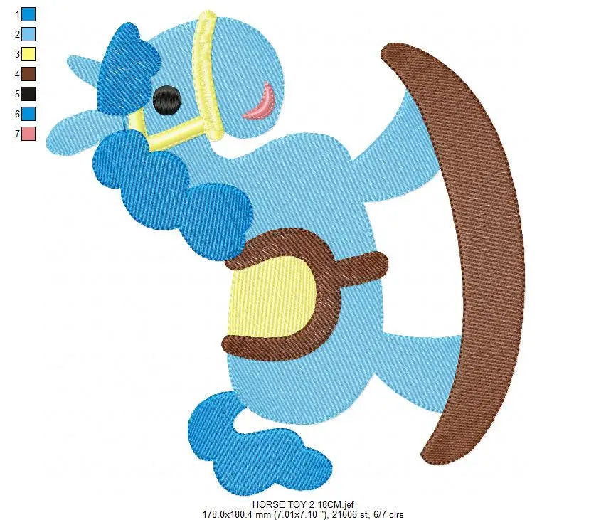 Swing Toy Horse embroidery design - Baby Boy machine embroidery pattern - Children Toy Swing file - Instant digital download pes jef dst vp3 Marcia Embroidery