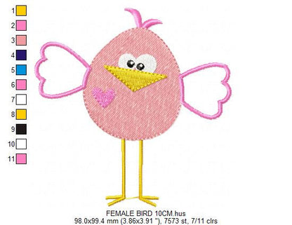 Bird embroidery designs - Chick embroidery design machine embroidery pattern - baby girl embroidery file - instant download - digital file