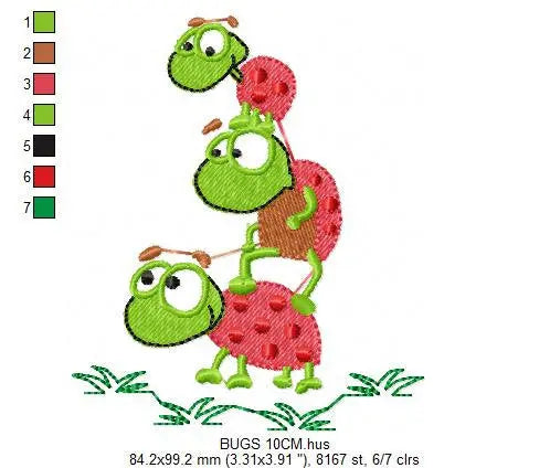 Ladybug embroidery designs - Girl embroidery design machine embroidery pattern - Insect life embroidery file - garden embroidery spring jef Marcia Embroidery