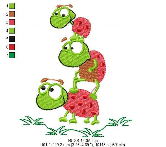 Ladybug embroidery designs - Girl embroidery design machine embroidery pattern - Insect life embroidery file - garden embroidery spring jef Marcia Embroidery