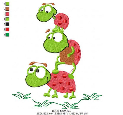 Ladybug embroidery designs - Girl embroidery design machine embroidery pattern - Insect life embroidery file - garden embroidery spring jef Marcia Embroidery