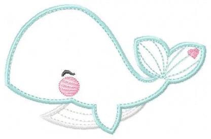 Whale embroidery designs - Ocean animal big fish machine embroidery pattern - Baby girl and boy Whale applique - Instant digital download Marcia Embroidery