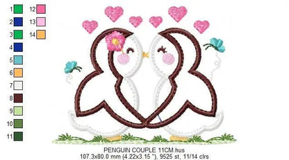 Penguin embroidery design - Animal embroidery designs machine embroidery pattern - love embroidery file - valentines Penguin applique design Marcia Embroidery