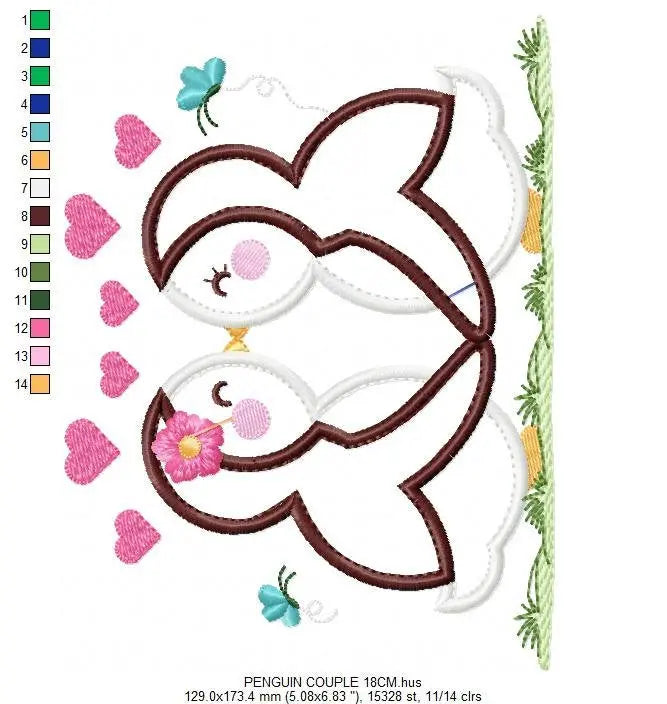 Penguin embroidery design - Animal embroidery designs machine embroidery pattern - love embroidery file - valentines Penguin applique design Marcia Embroidery
