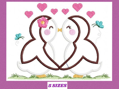 Penguin embroidery design - Animal embroidery designs machine embroidery pattern - love embroidery file - valentines Penguin applique design Marcia Embroidery
