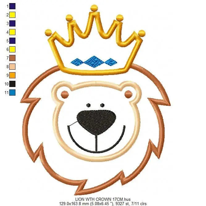 Lion embroidery designs - Lion King machine embroidery pattern - Baby boy Lion with crown applique - Instant digital download pes jef dst Marcia Embroidery