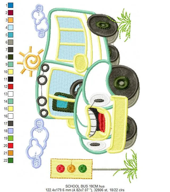School Bus embroidery designs - Bus machine embroidery pattern - School Bus applique design - Instant digital download oes jef dst hus vp3 Marcia Embroidery